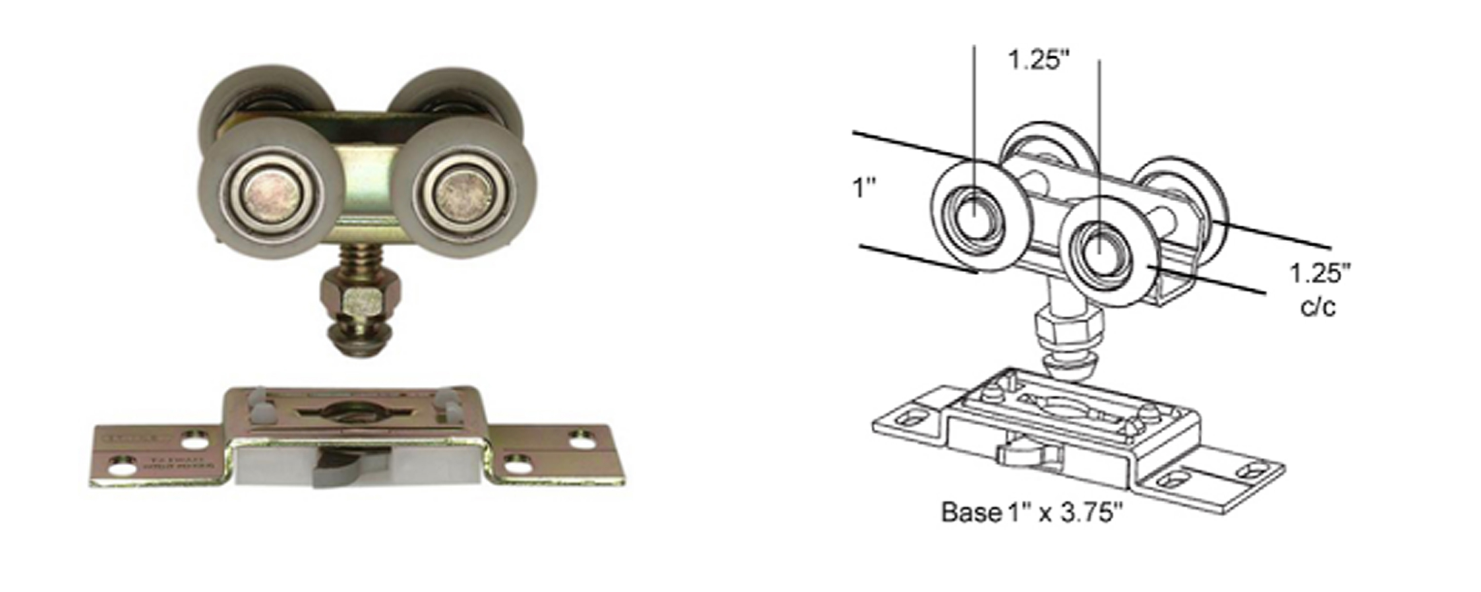 Pack of 2 Slide-Co 16223 Pocket Door Roller with Twin,